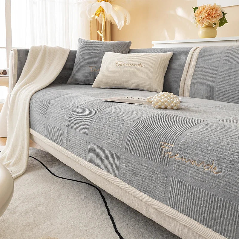 Plush Sofa Cover — Non-Slip Couch Protector