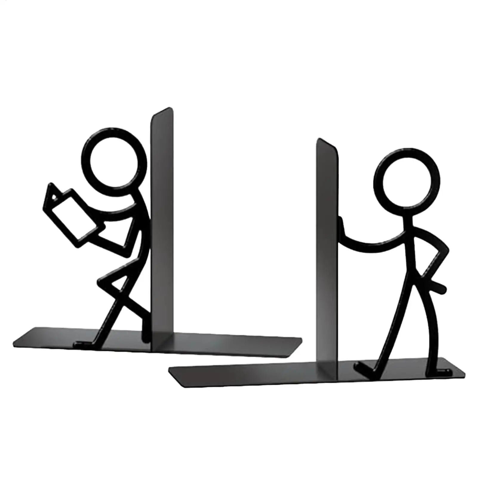 Abstract Metal Bookends — Heavy Duty Non-Slip Shelf Decor