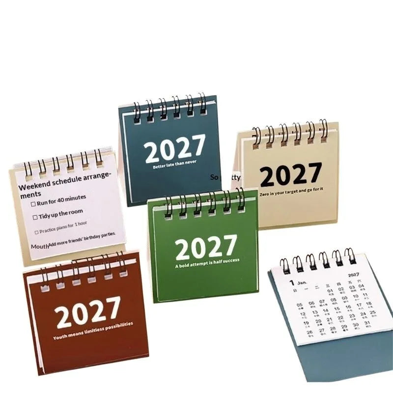 2027 Monthly Desk Calendar — Vintage Minimalist Style with Memo Notes