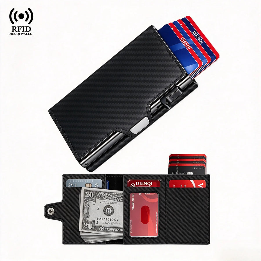 KEEBREAK RFID Pop-Up Wallet — Slim Minimalist Money Clip with Coin Pocket