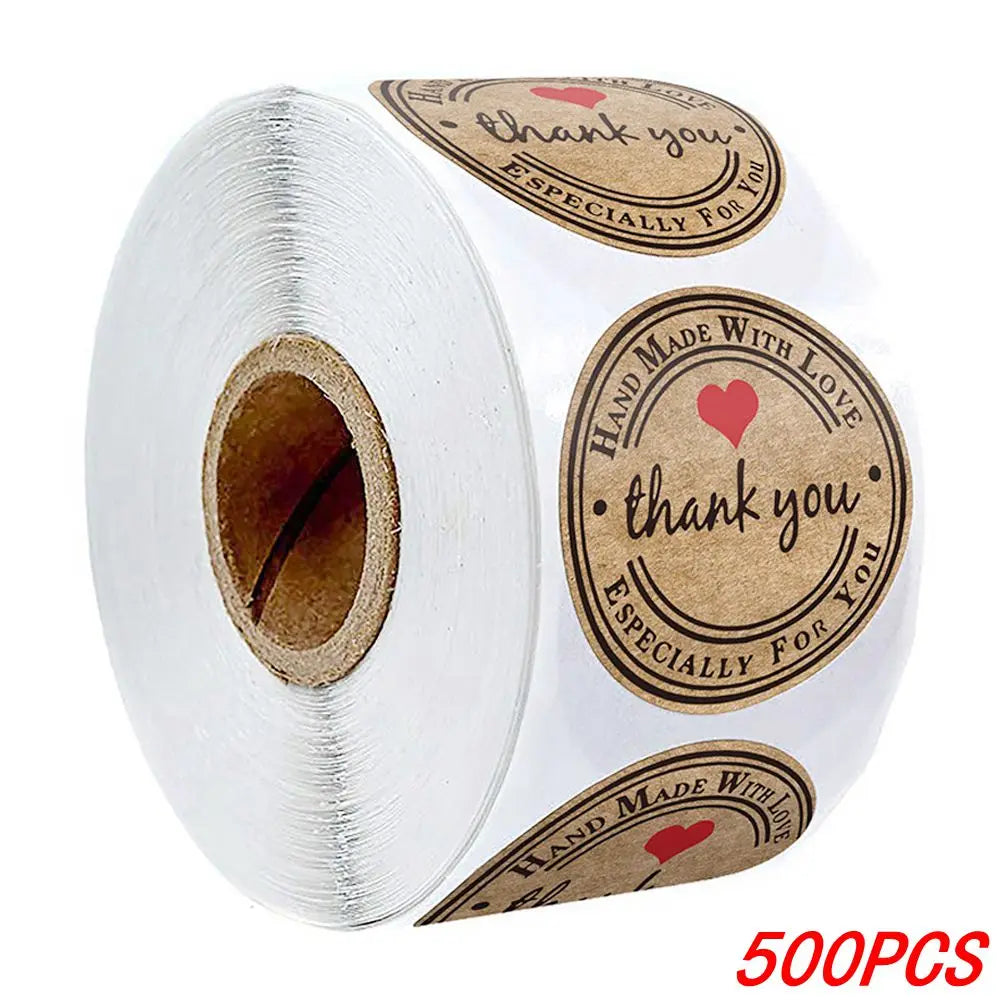 Vintage Kraft Paper Stickers — Handmade With Love Adhesive Labels