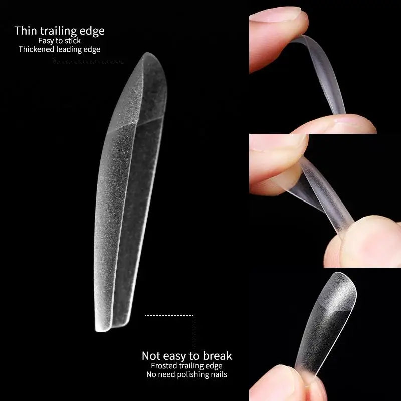 Full Cover Sculpted Clear Nail Tips — DIY Coffin Extension System