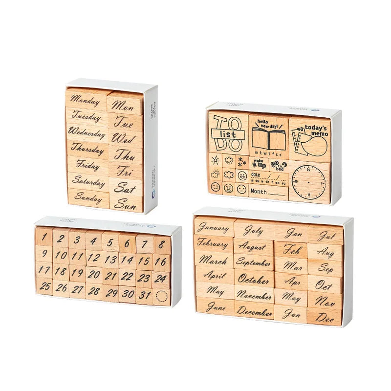 Wooden Stamp Kit — Journal Schedule Marking