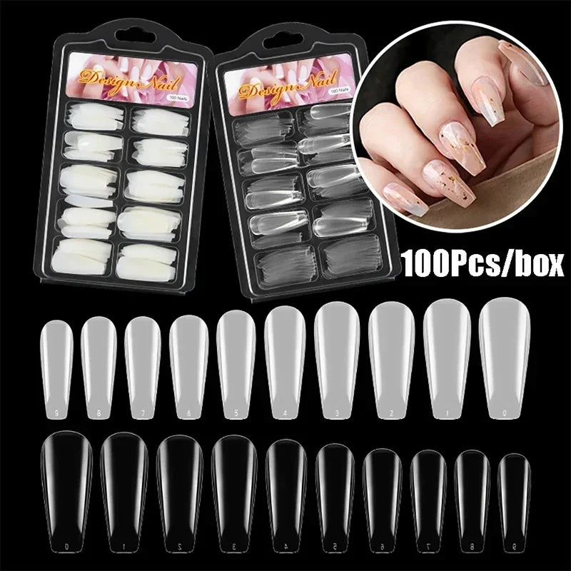 Natural Transparent Seamless Fake Nails — Full Coverage False Nail Tips