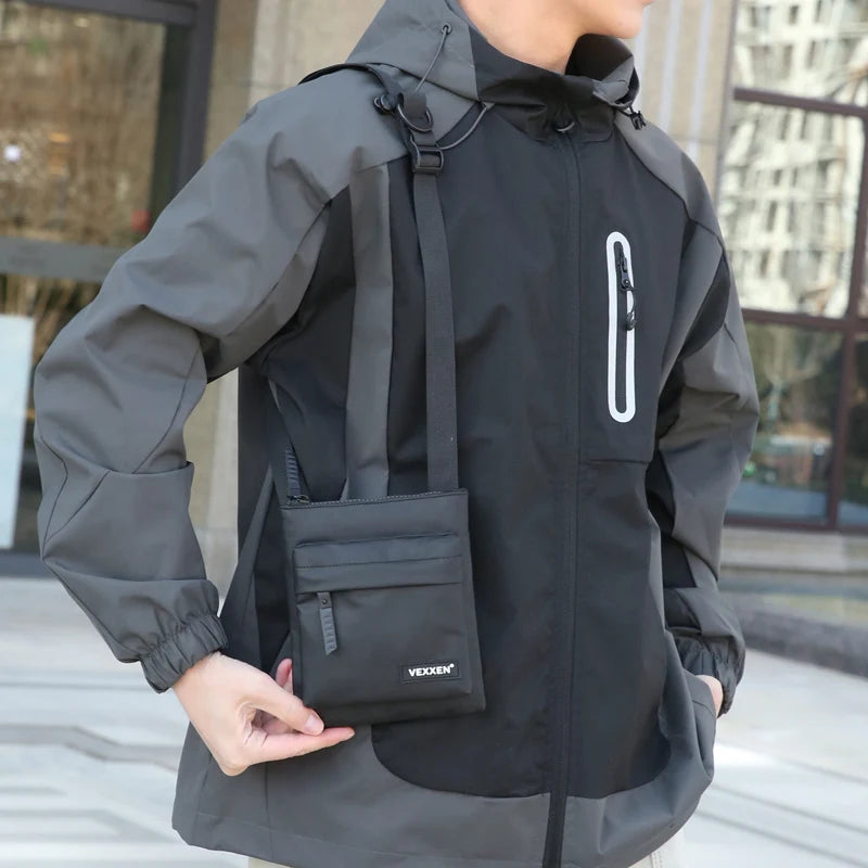 Men's PU Leather Messenger Sling Bag — Compact Crossbody Phone Pouch