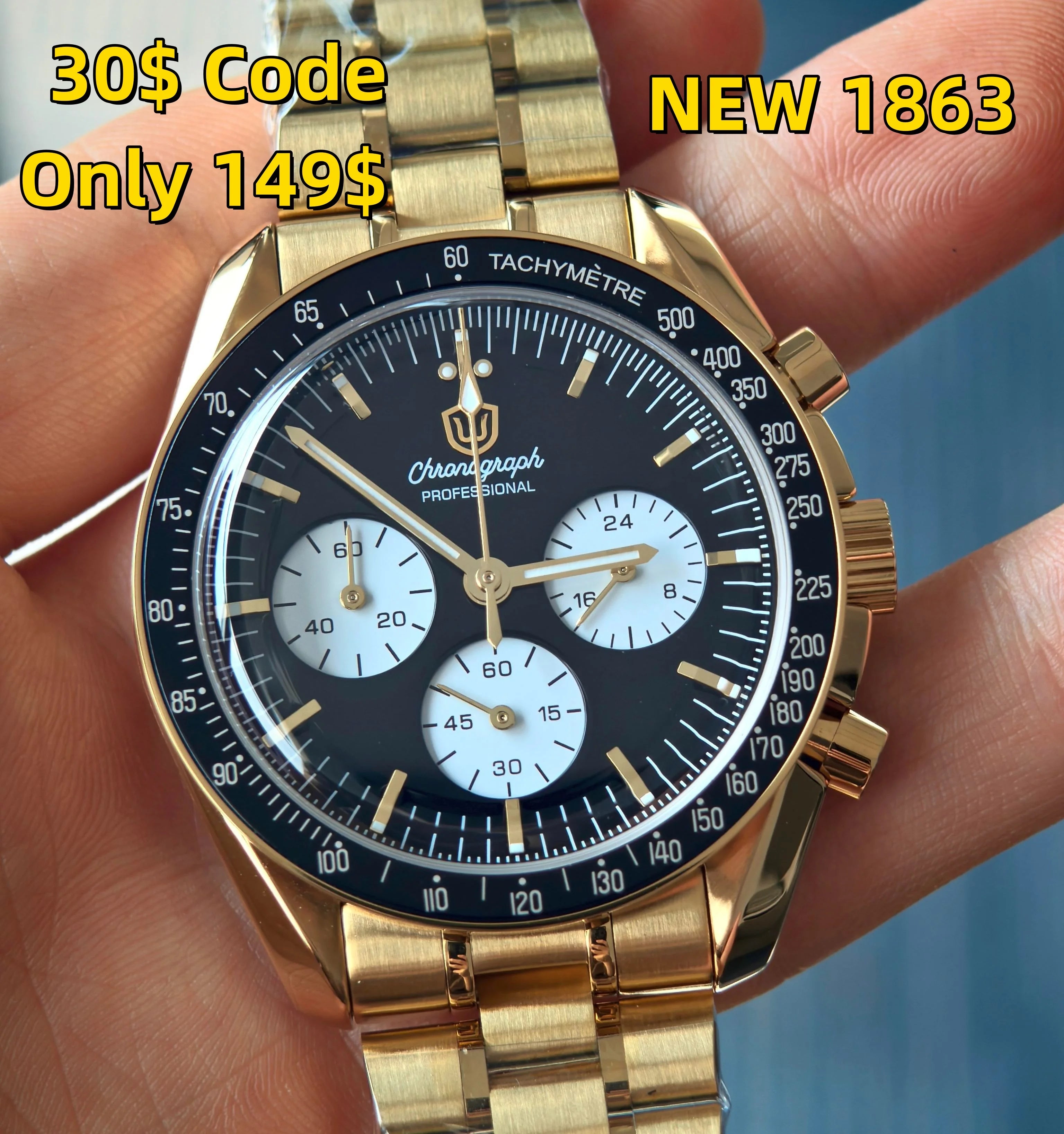 Watchdives WD1863 Chronograph Watch — Vintage Style Meca-Quartz Movement
