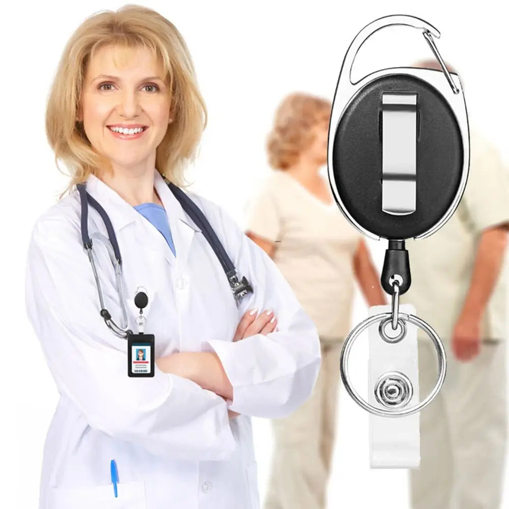 Retractable Badge Reel — Oval ID Holder with Heavy Duty Clip