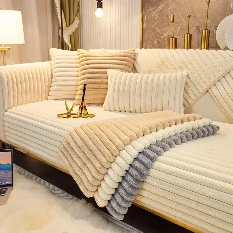 Plush Sofa Mat — Warm Thickened Seat Cushion & Anti-Slip Cover