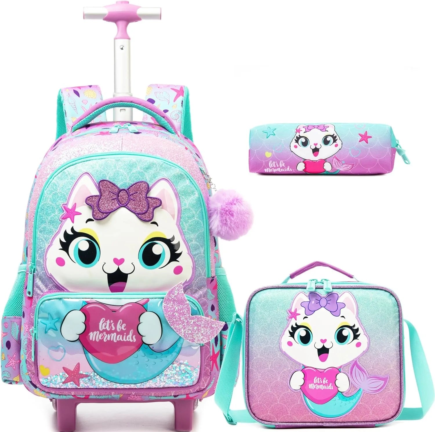 Rolling Backpack for Girls — Cute Animal Print School Bag with Wheels