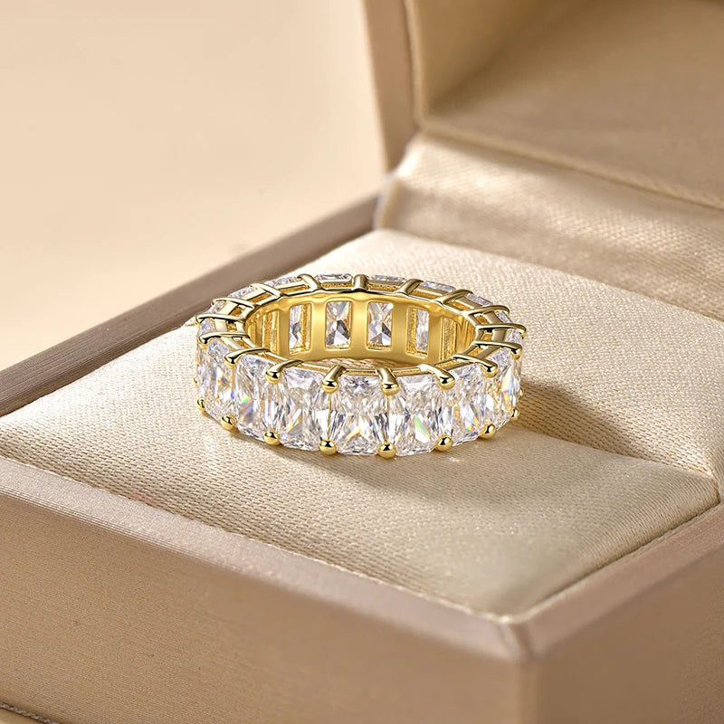 Lnngy Radiant Cut Moissanite Eternity Ring — 14k Gold Filled Wedding Band