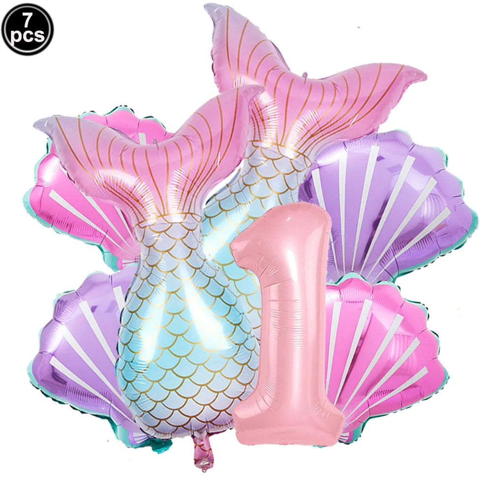Mermaid Scales Pattern Party Supplies — Disposable Tableware Decor Set