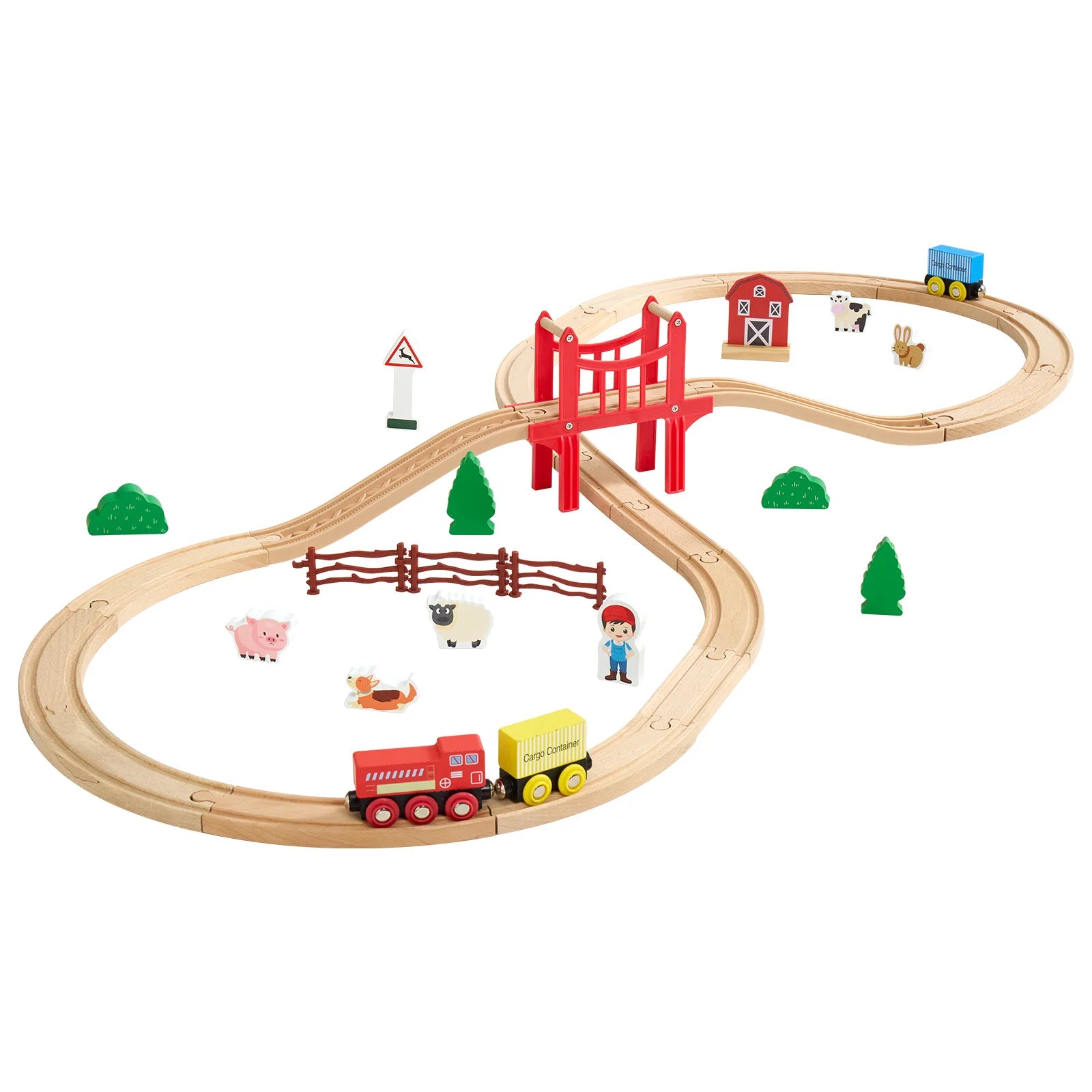 SucceBuy Wooden Train Track Set — 39-Piece Magnetic Railway Toy