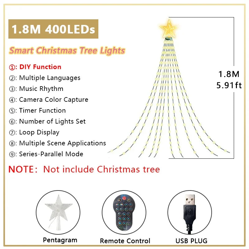 MIMIRGB Smart RGB LED Christmas Tree Lights — App Controlled & Music Sync