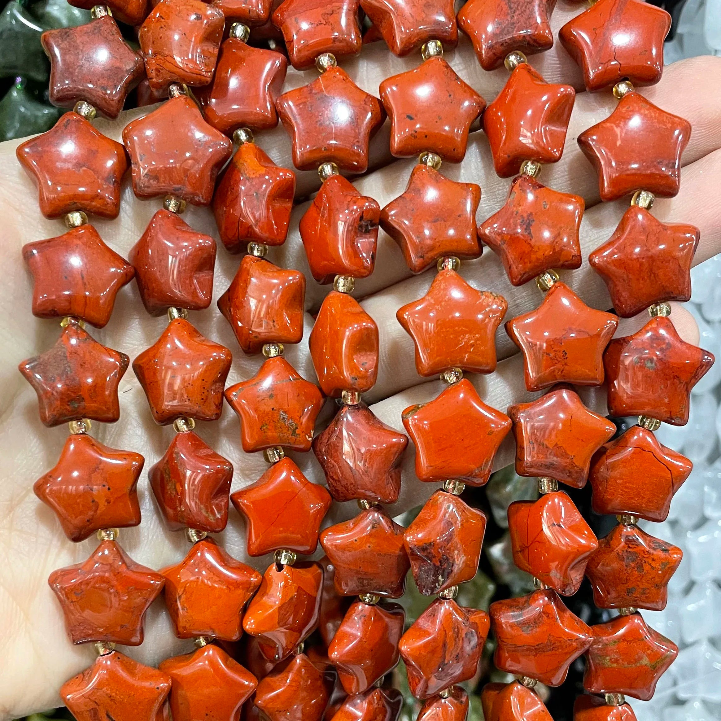 SYSRXLR Star Shaped Natural Stone Beads — 15mm Loose Quartz & Agate Spacers