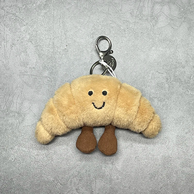 Assorted Plush Keychain Charm — Cute Animal & Food Backpack Accessory