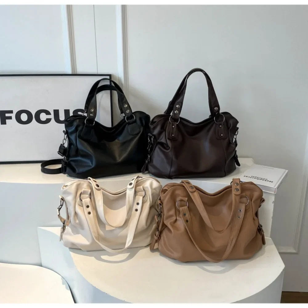 macroupta Large Capacity Hobo Handbag — Stylish Soft Leather Shoulder Tote