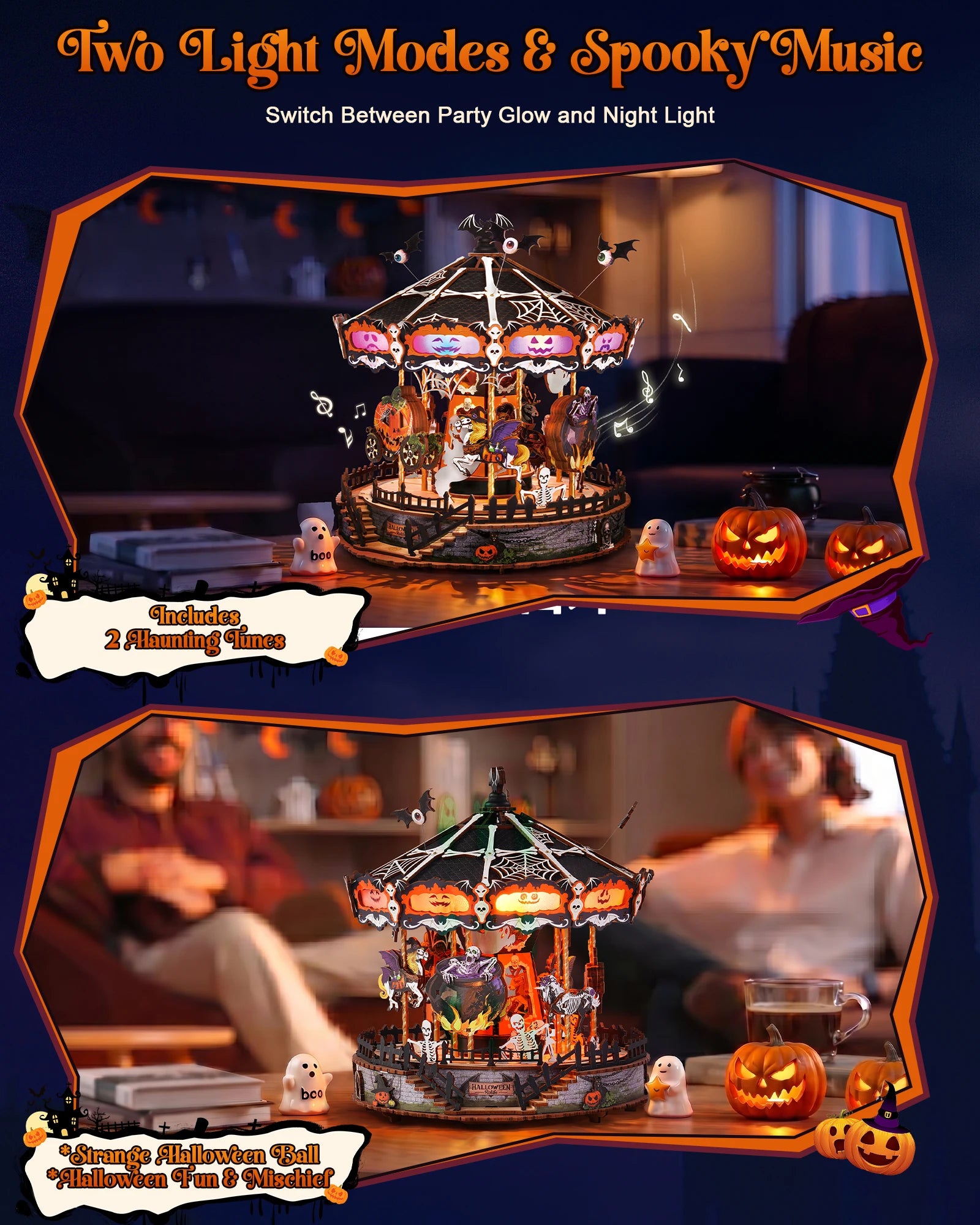 Rolife Phantom Waltz 3D Wooden Puzzle — DIY Rotating Carousel Music Box