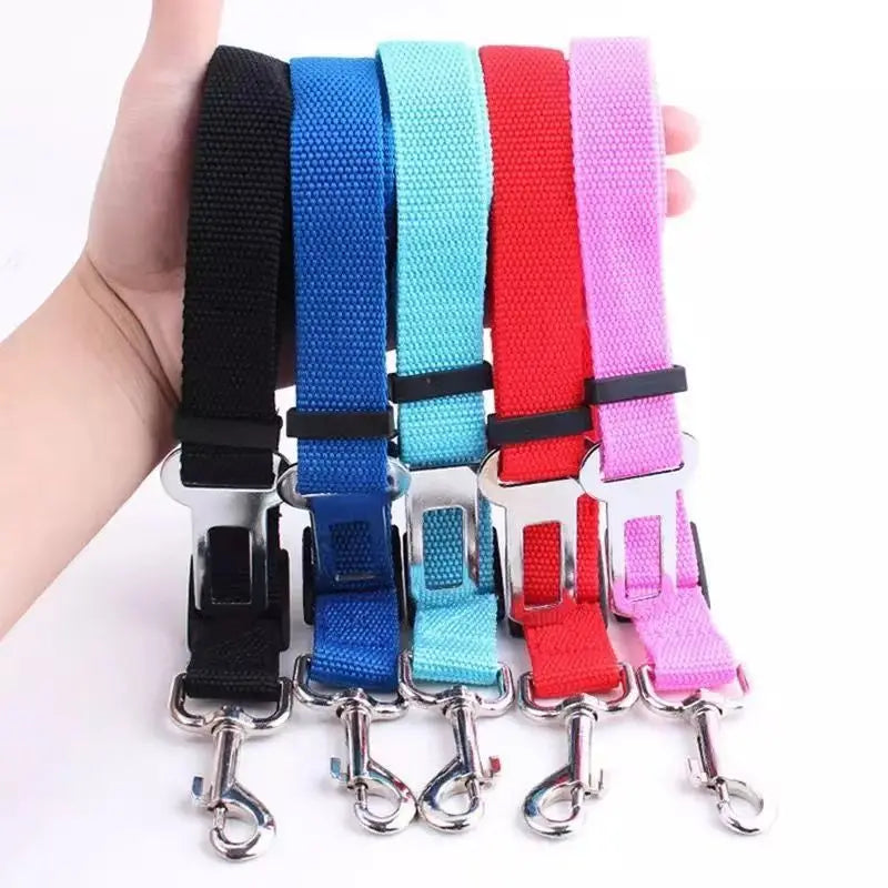 Dog Car Seat Belt Safety Harness — Adjustable Nylon Travel Leash