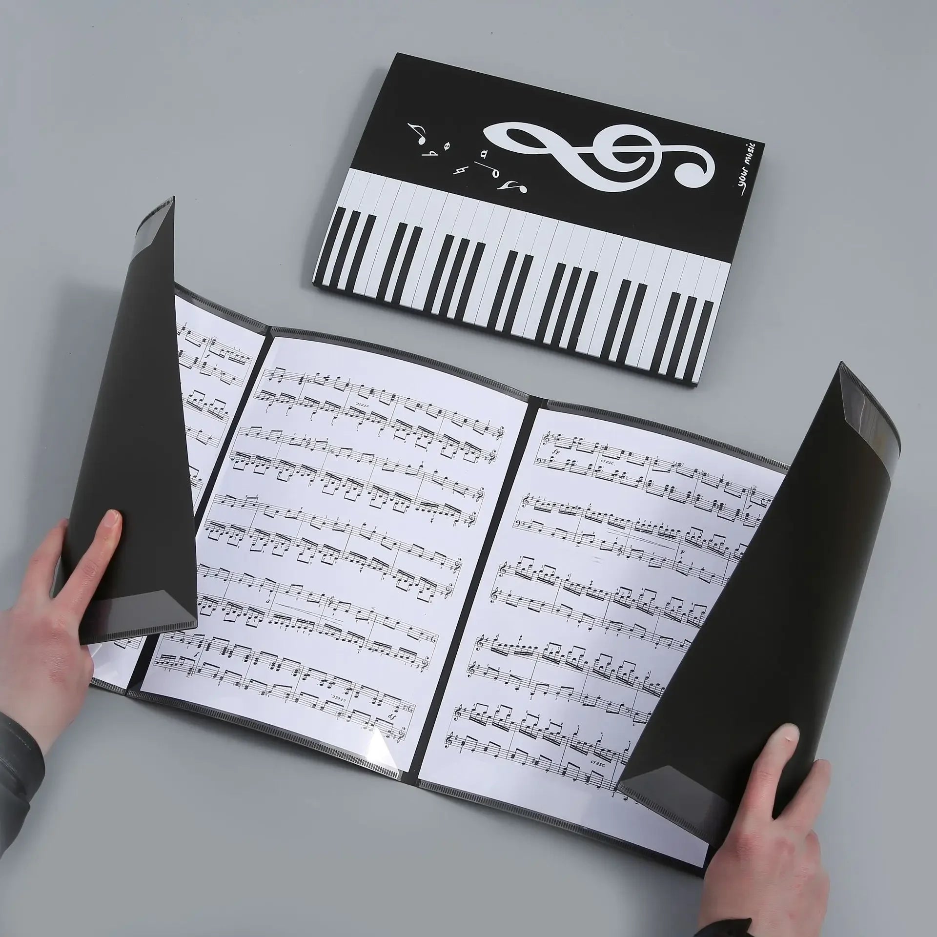 Waterproof Piano Sheet Music Folder — 6-Page Expanded A4 Performance Binder