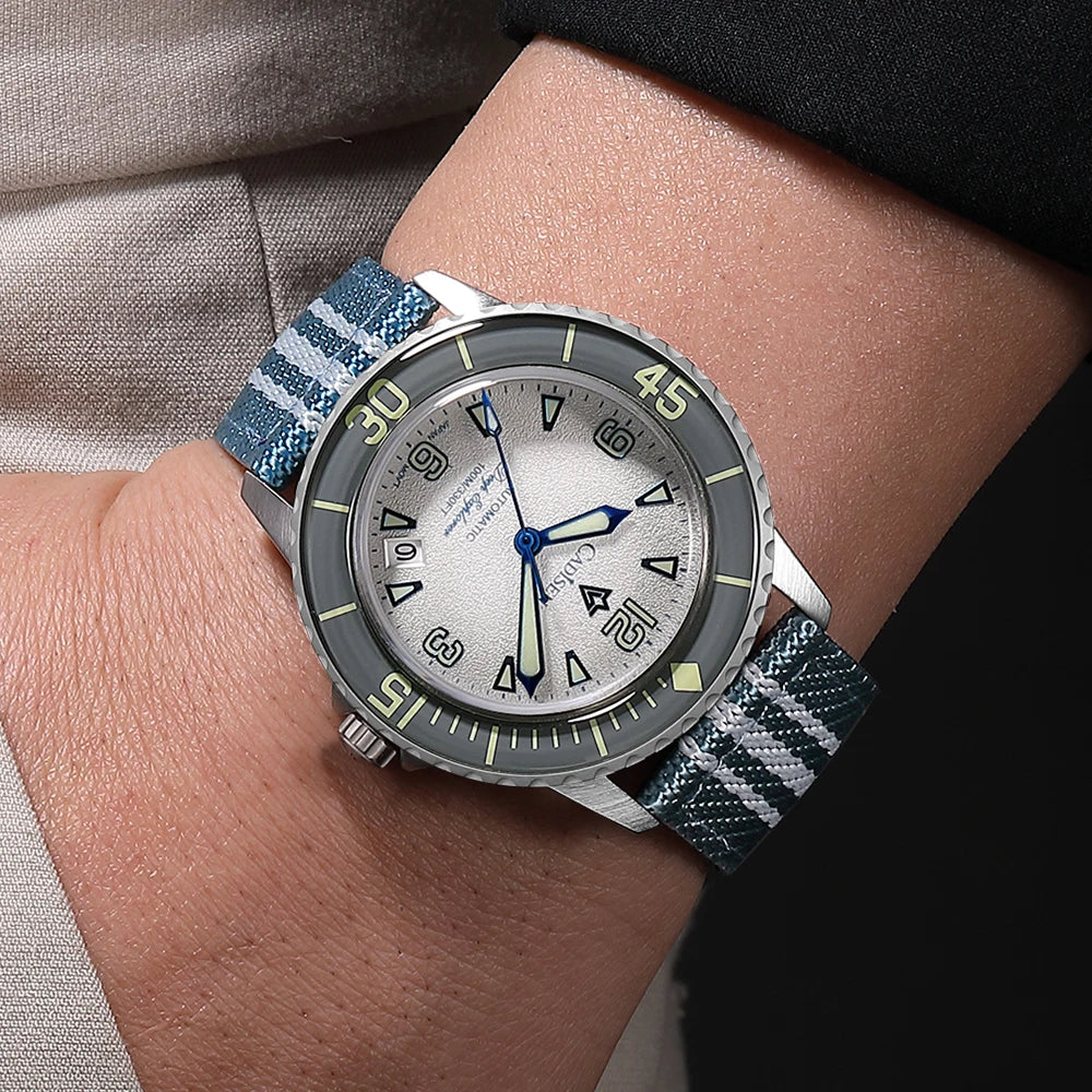 Cadisen Deep Explorer Automatic Watch — Luxury Mechanical Diver with Canvas Strap