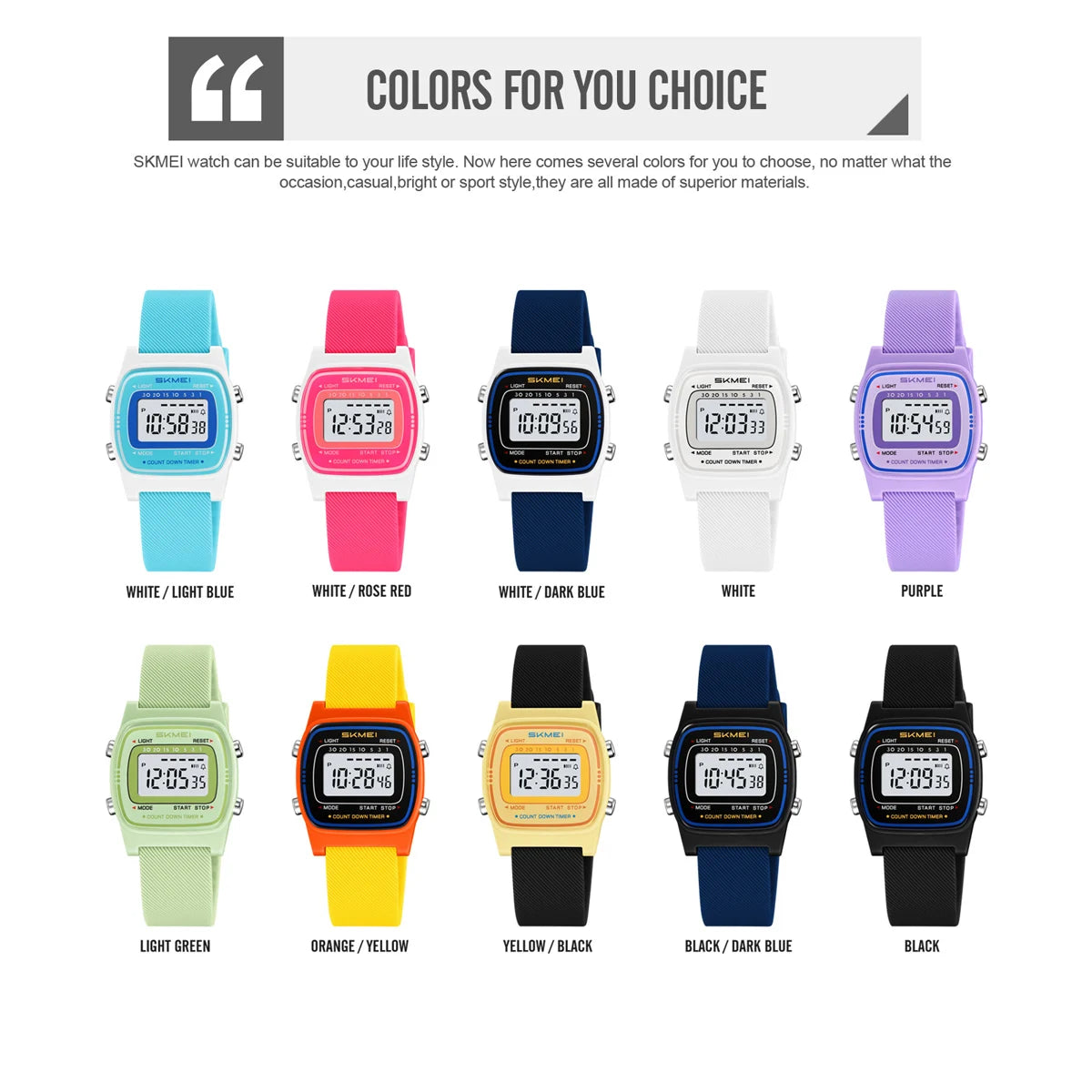 SANDA Digital Sport Watch — Waterproof Electronic Timepiece for Students