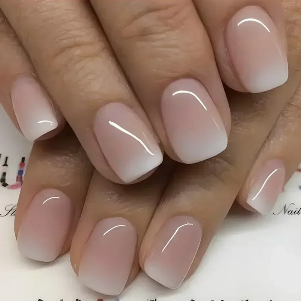 French Tip Press On Nails — Handmade Full Cover False Nail Set