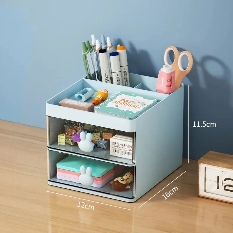 Compact Desk Organizer with Drawer — Multi-Purpose Stationery & Makeup Storage