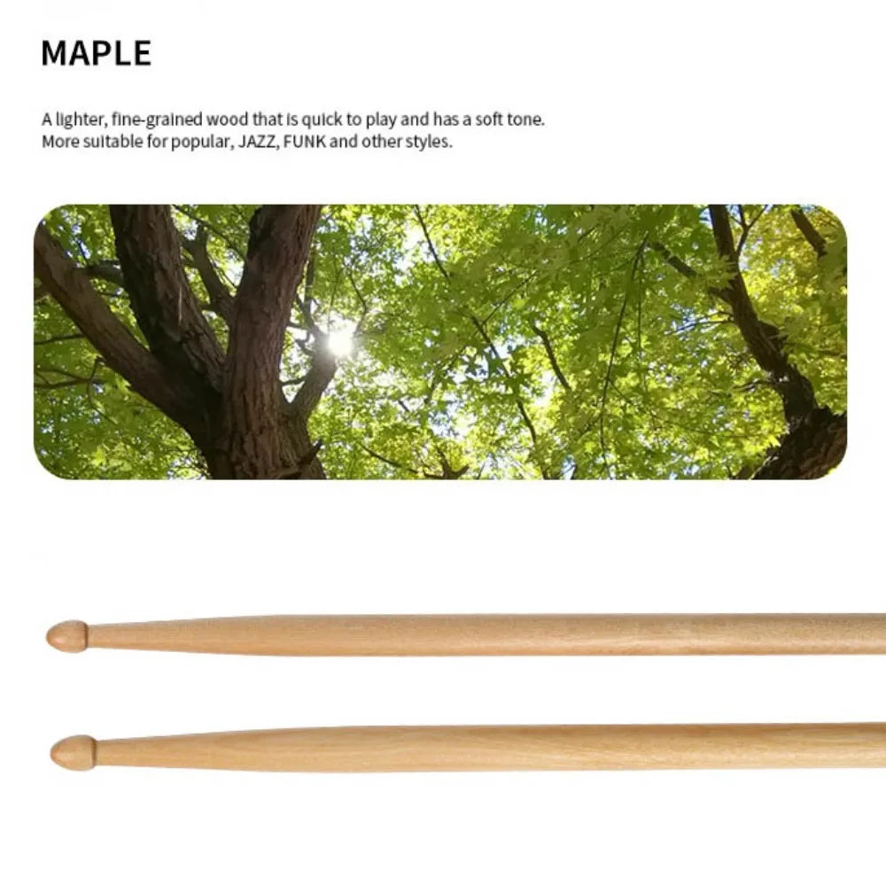 Professional Wood Drum Sticks — Durable Oak, Walnut, or Maple Instrument Accessories