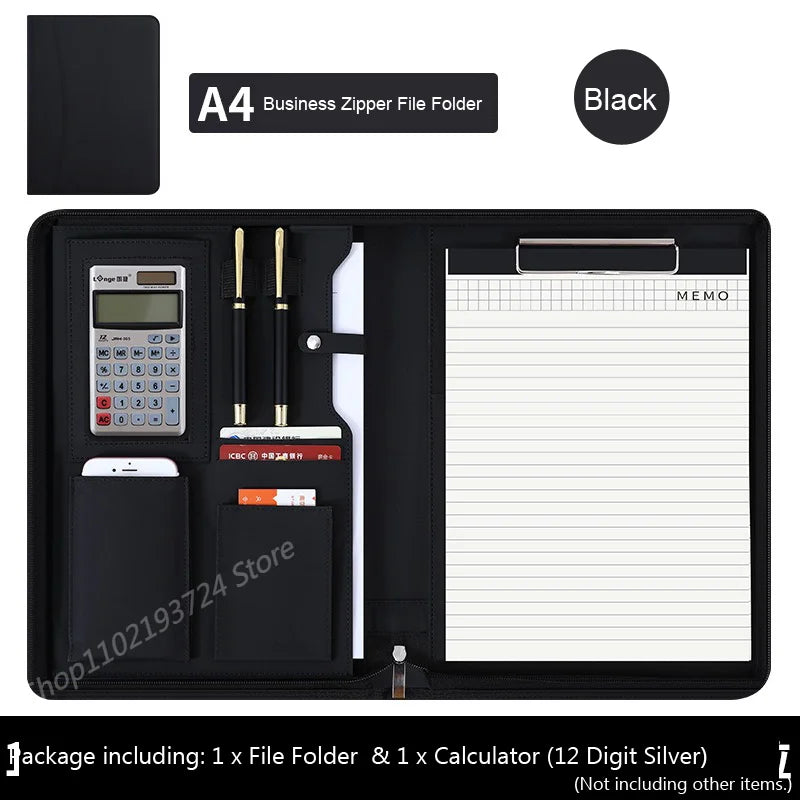 Folderix Multifunctional Leather Business Portfolio — A4 Document Organizer