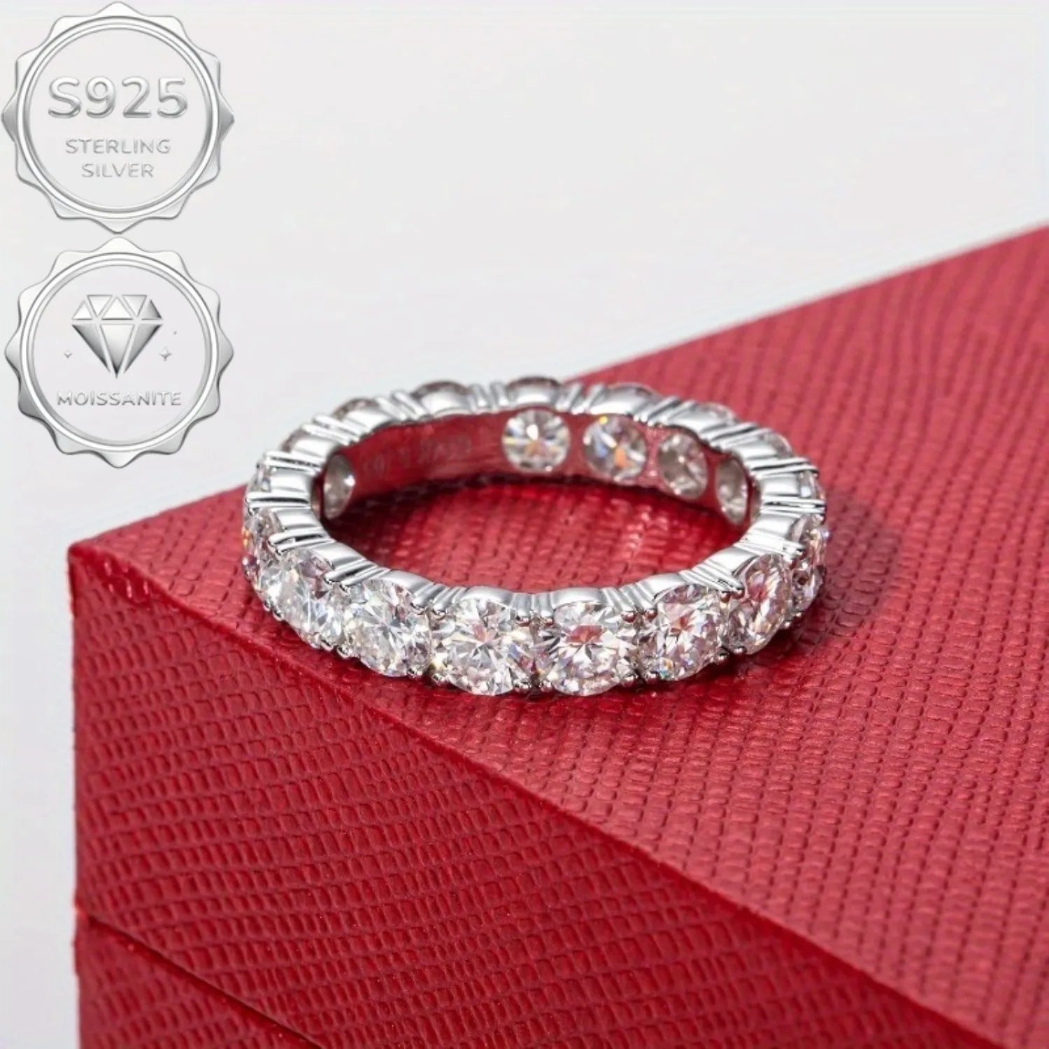 Moissanite Eternal Ring — S925 Sterling Silver Classic Wedding Jewelry