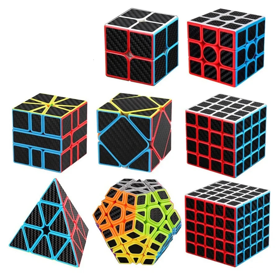 Carbon Fiber Texture Puzzle Cube Collection — Brain Teaser for All Skill Levels