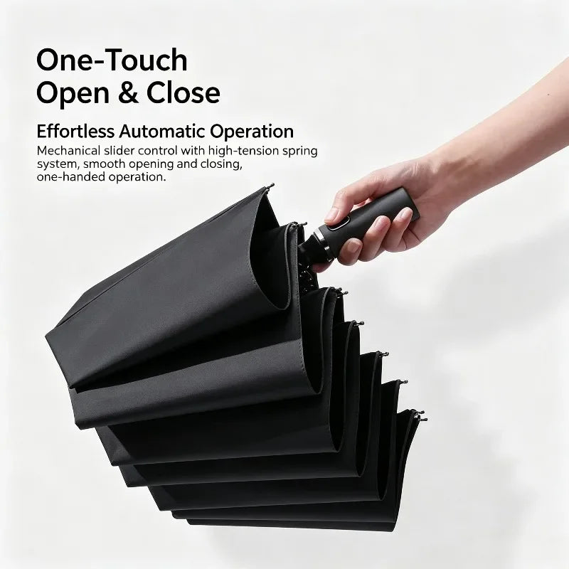 Automatic Folding Umbrella — Windproof 24-Rib Design with UV Protection