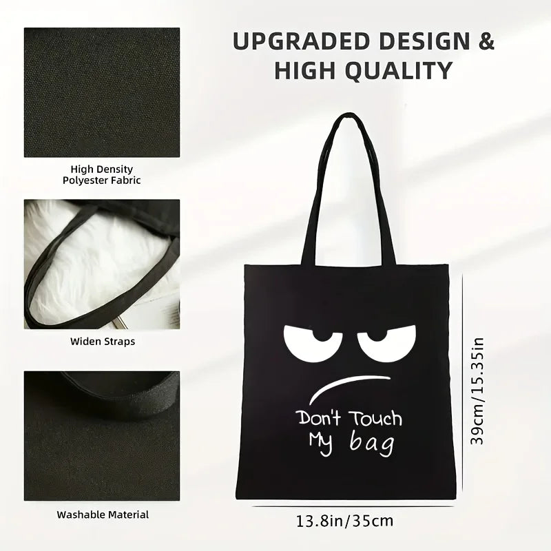 Funny Face Print Tote Bag — Lightweight Foldable Shoulder Bag for Shopping