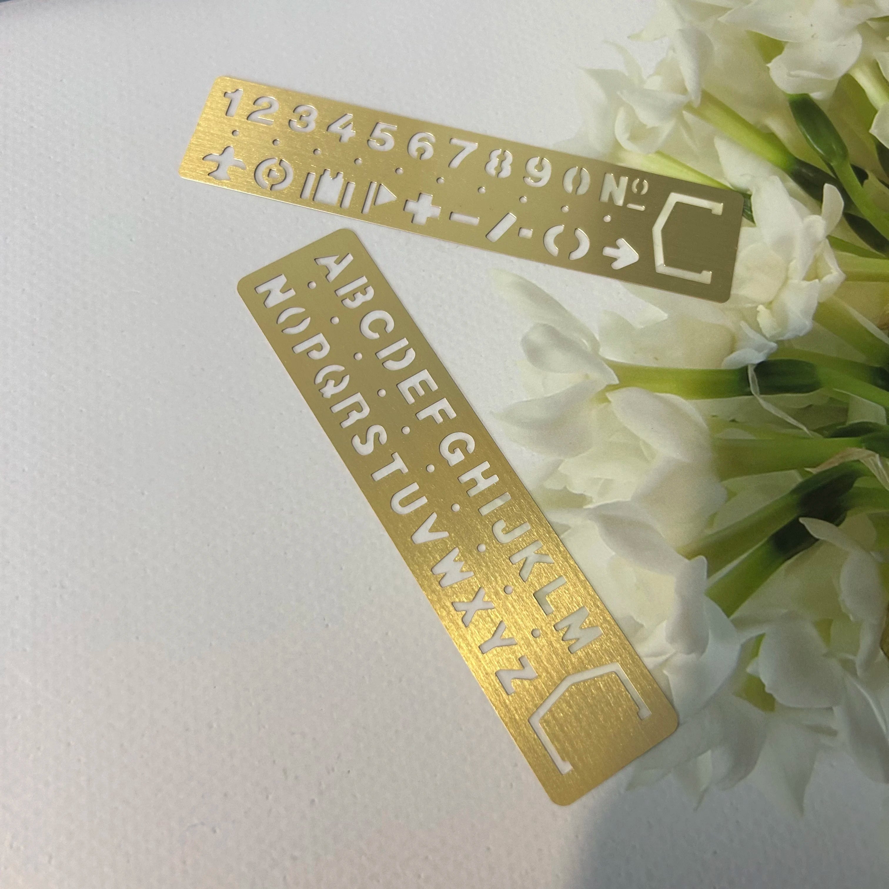 Metal Craft Stencil Ruler — Number and Letter Pattern Tool for Drawing