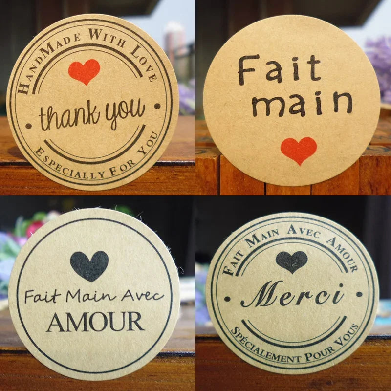 Kraft Paper Seal Stickers — Self-Adhesive Round Labels for DIY Crafts