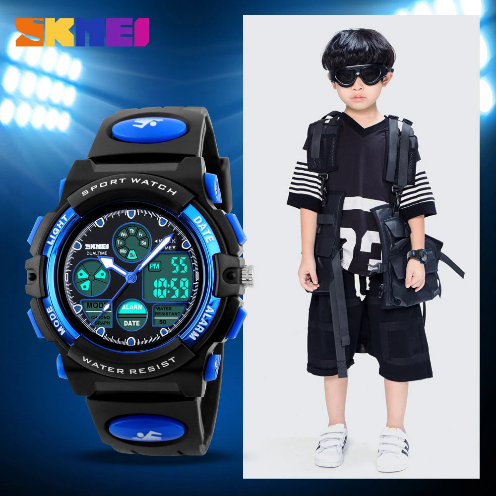 Digital Sports Watch for Kids — Waterproof Quartz Wristwatch with Alarm
