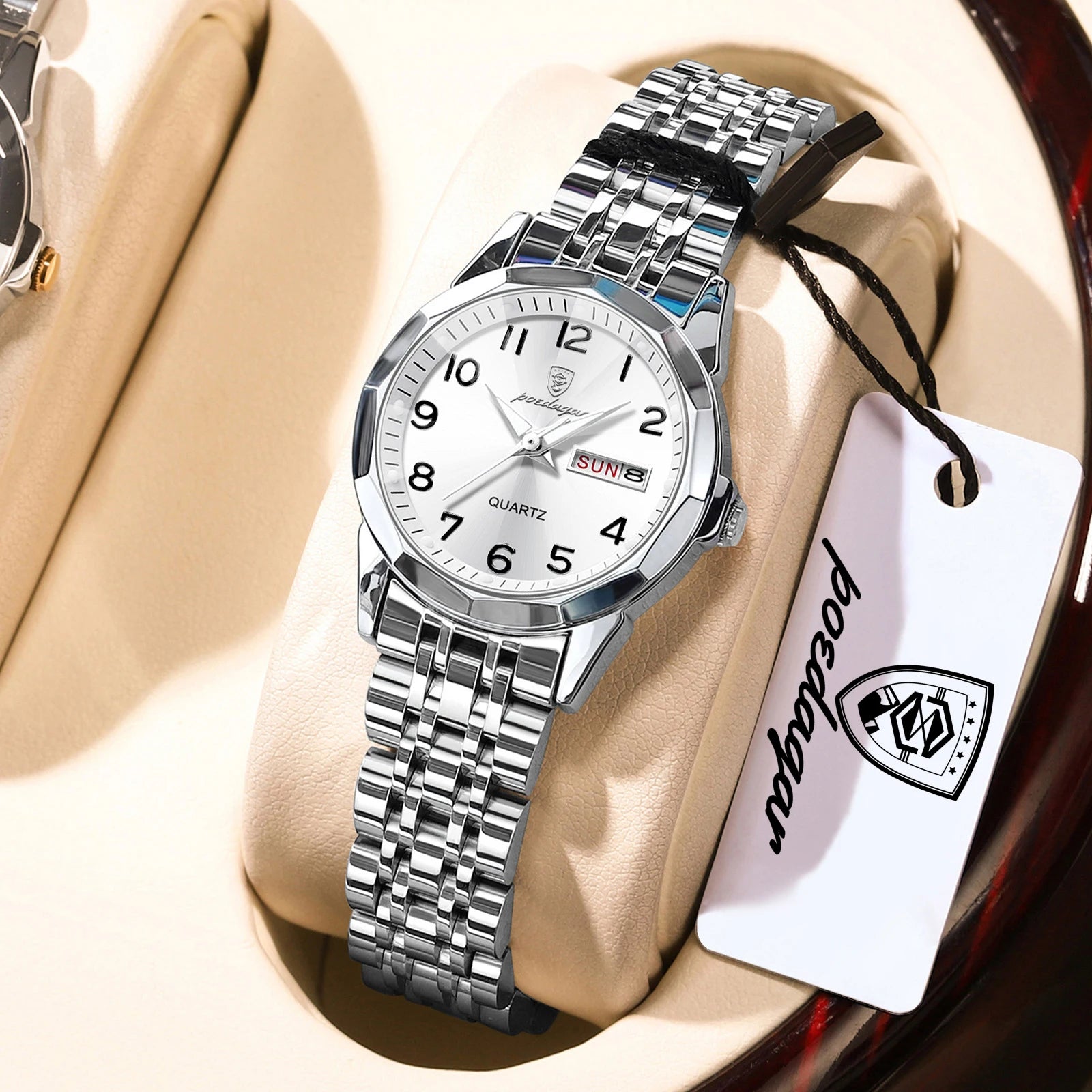 POEDAGAR Elegant Ladies Watch — Waterproof Stainless Steel Quartz Timepiece