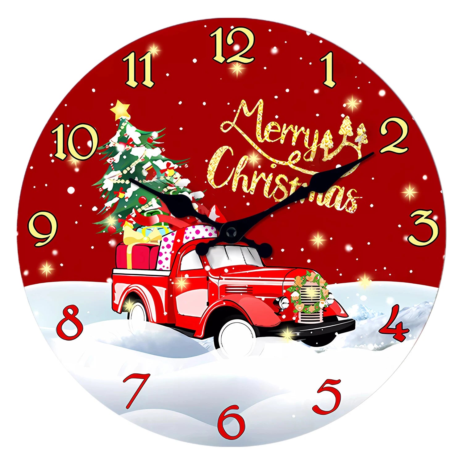 Christmas Themed Wall Clock — Silent Non-Ticking Quartz Decor