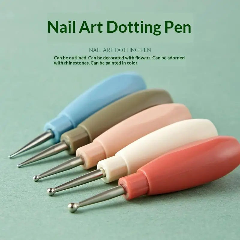 Nail Art Dotting Pen Kit — 5-Piece Interlocking Set for Precise DIY Crafting