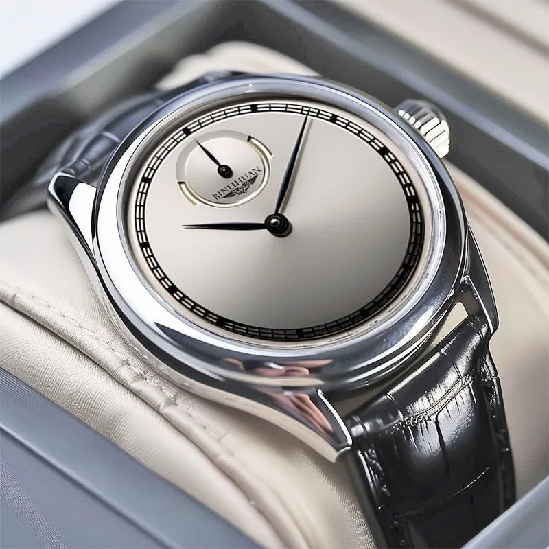 Men's Black Leather Quartz Watch — Elegant Business Analog Wristwatch