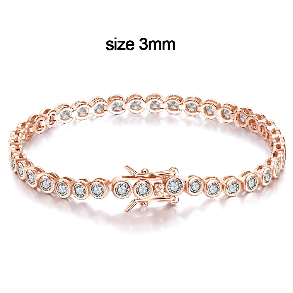 knobspin Moissanite Tennis Bracelet — D VVS1 Round Cut Sterling Silver