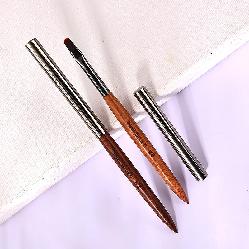 Professional Nail Art Brush Set — Sandalwood Handle Manicure Tools