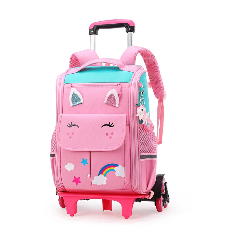 Children's Rolling School Backpack — High Capacity Wheeled Trolley Bag