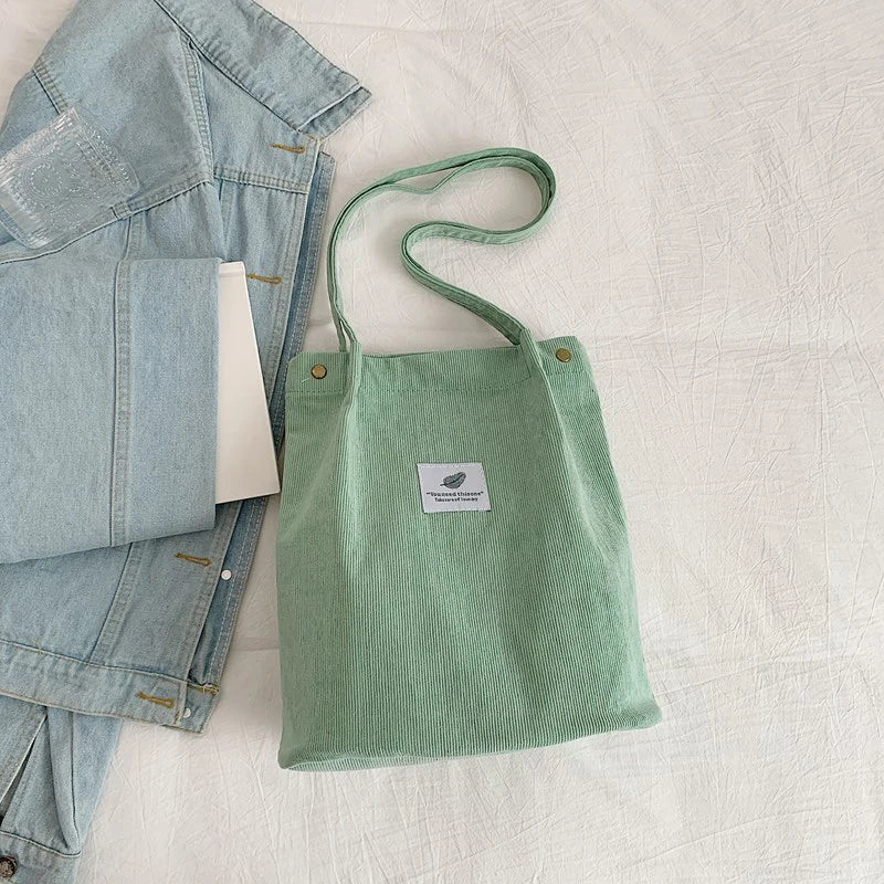 Yogodlns Corduroy Shoulder Bag — Large Capacity Casual Tote for Travel