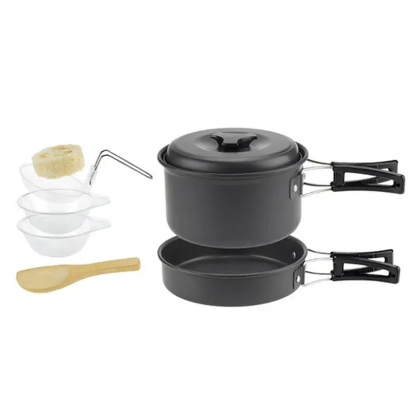 Portable Camping Cookware Set — Lightweight Aluminum Pot and Pan Kit