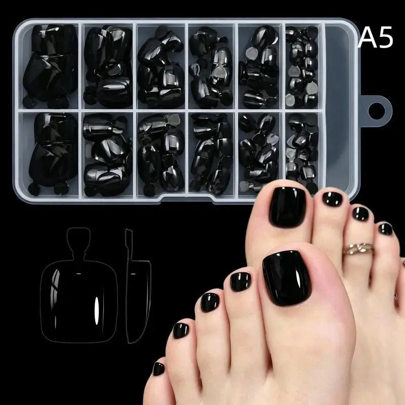 JCSYFAC Press On Toenails — 120 Piece Full Cover Set, Short Square Style