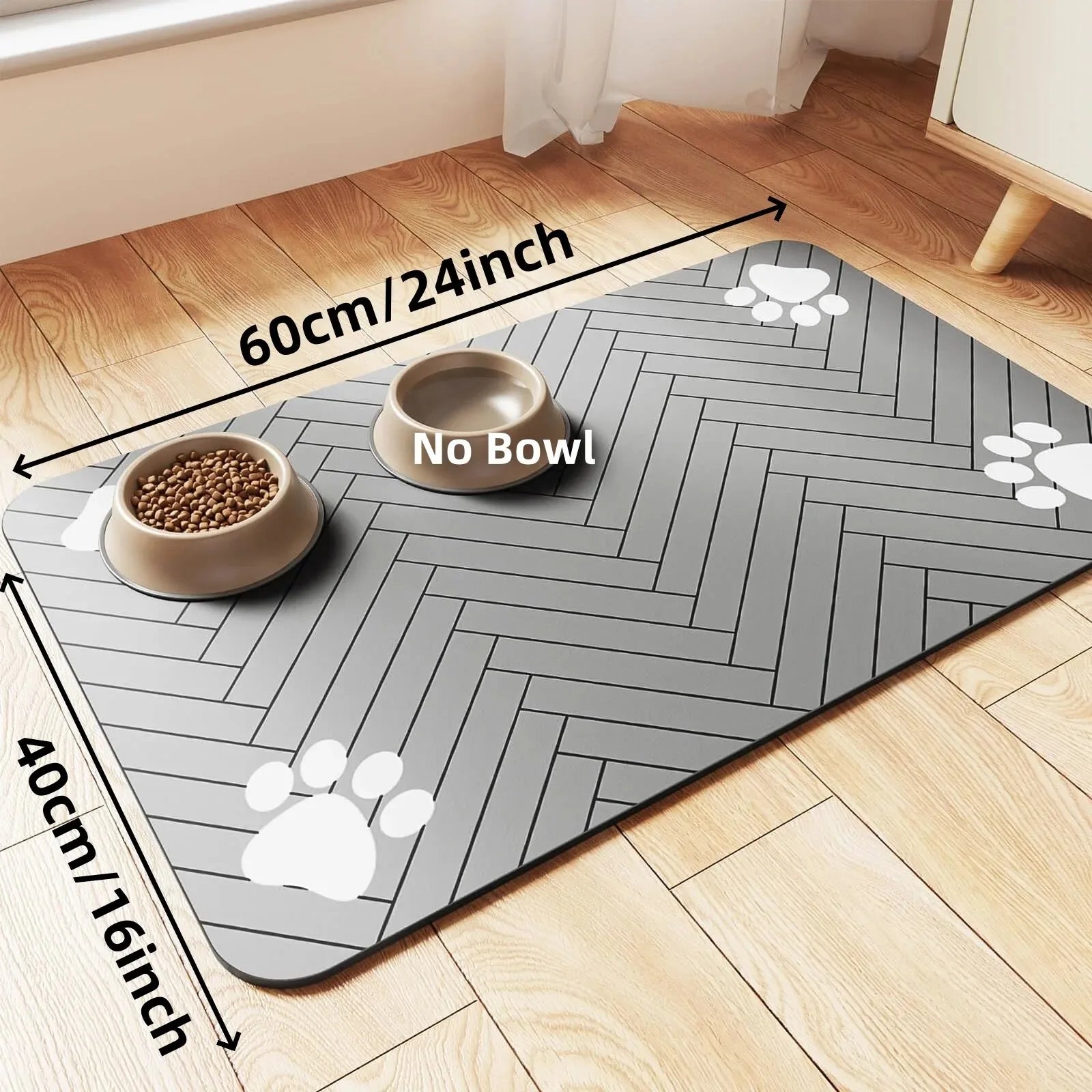 Absorbent Pet Feeding Mat — Waterproof Placemat with Non-Slip Rubber Backing