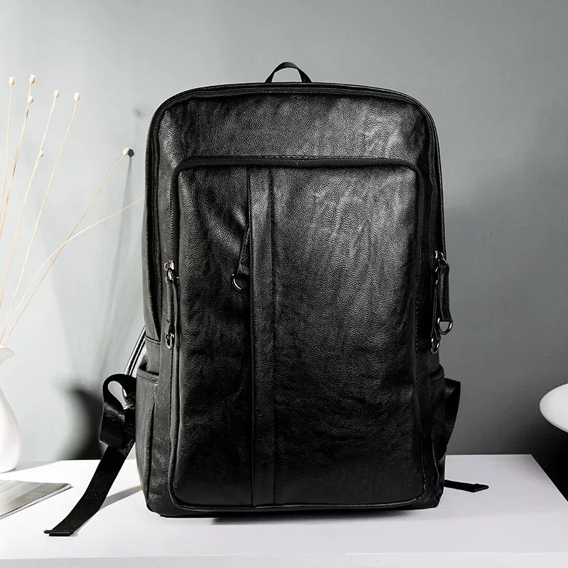 yagelais Men's Leather Backpack — Large Capacity Laptop Bag for Travel