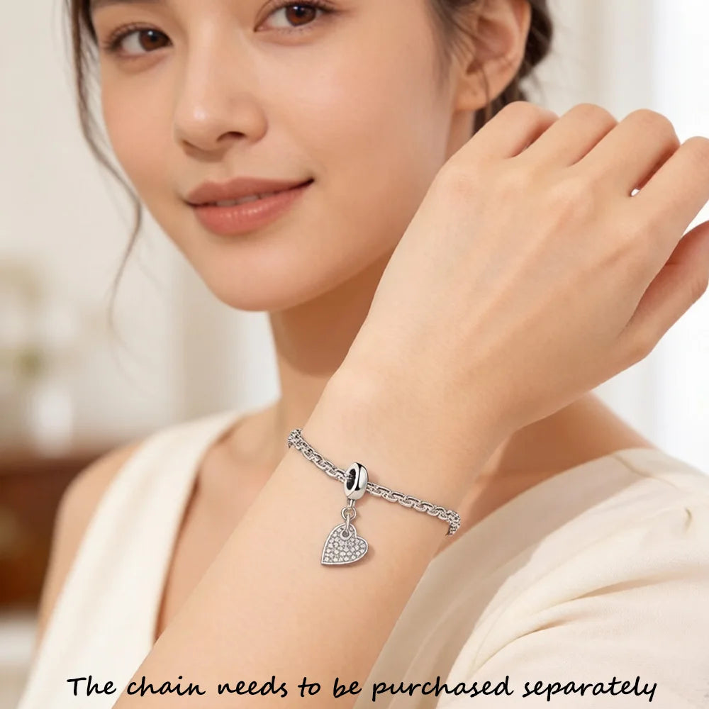 Thaddaeus Heart Zircon Pave Charm — Romantic 925 Sterling Silver Pendant