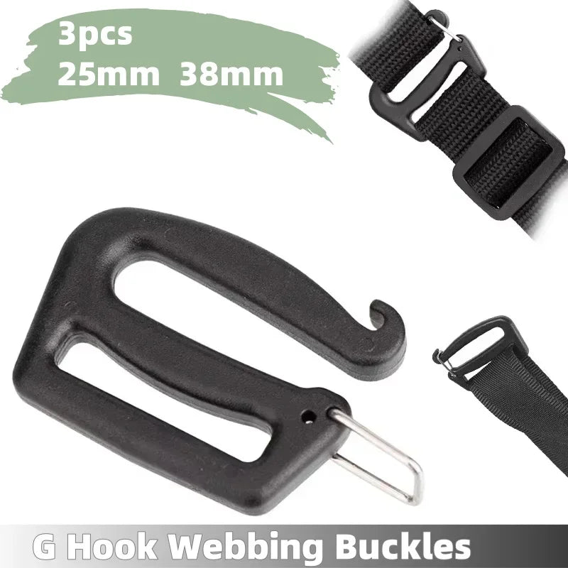 G Hook Webbing Buckles — Durable Plastic Adjuster for Bags and Belts